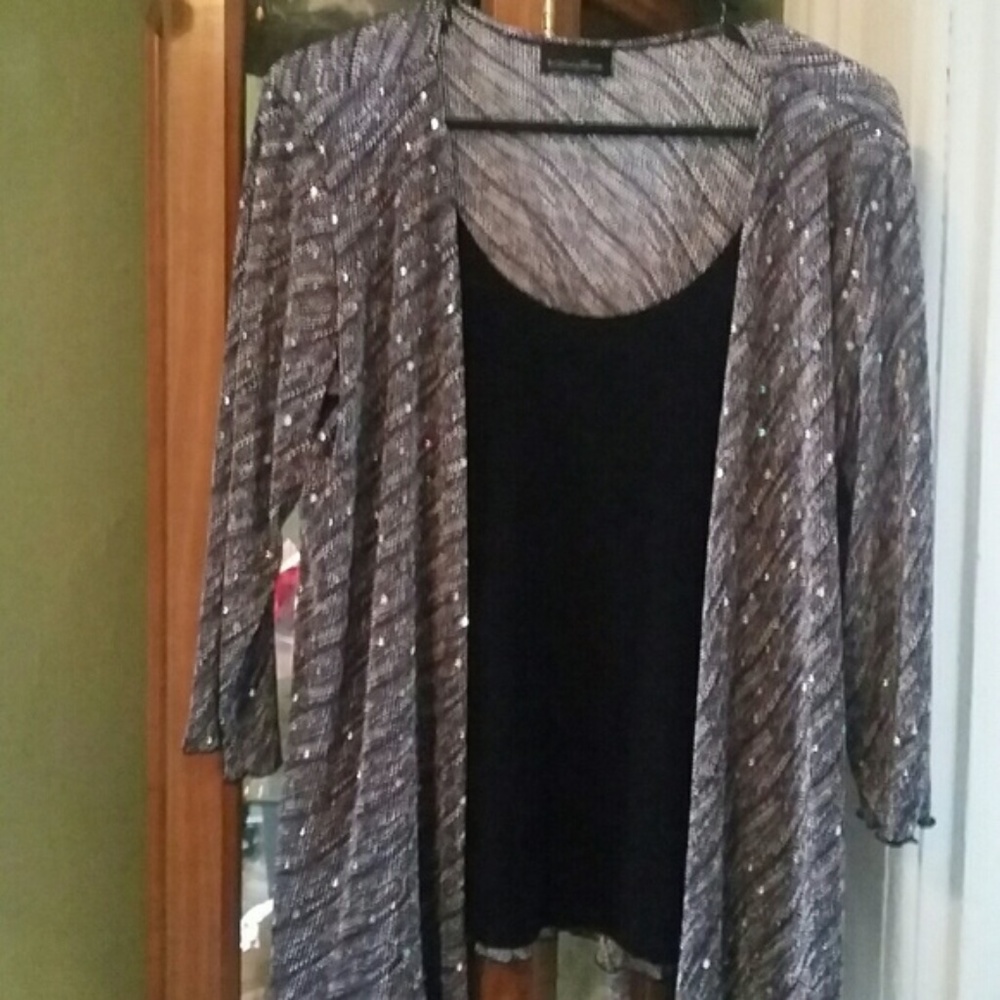Brittany Black Open Front Blouse